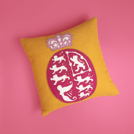Coronation Cushion - Royal Coat of Arms -Gold