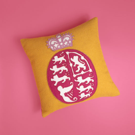 Coronation Cushion Cover - Royal Coat of Arms -Gold