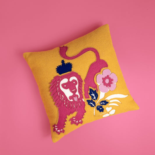 Coronation Cushion Cover-The lion -Gold