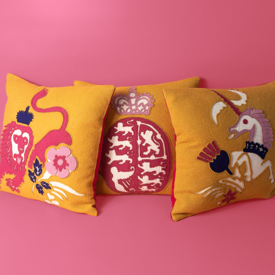 Coronation Cushion Cover-The lion -Gold