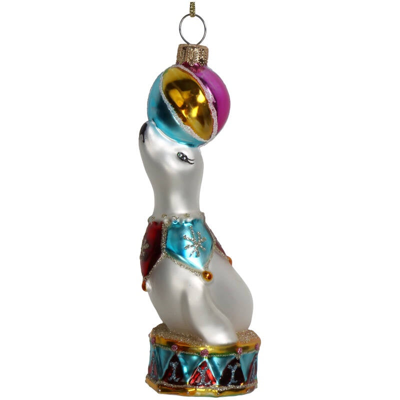 Glass Circus Sealion Ornament