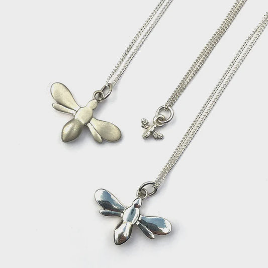 Queen Bee Charm Necklace- Sterling Silver