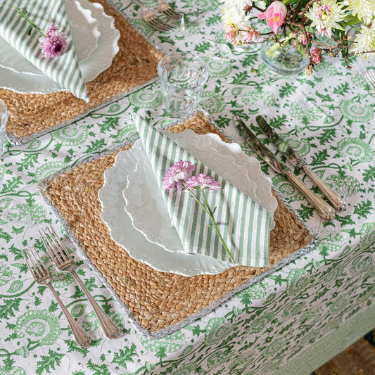 Suzani Blockprint Tablecloth -Eden Green