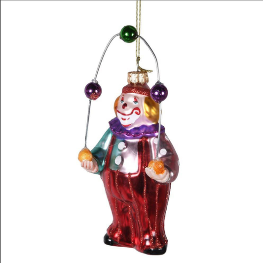 Glass Juggling circus clown Ornament