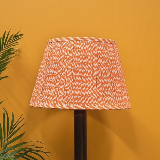 Neon Linear Tapered Drum Block Printed Cotton Lampshade-25cm