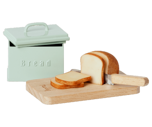 Miniature Bread Box with Cutting Board & Knife