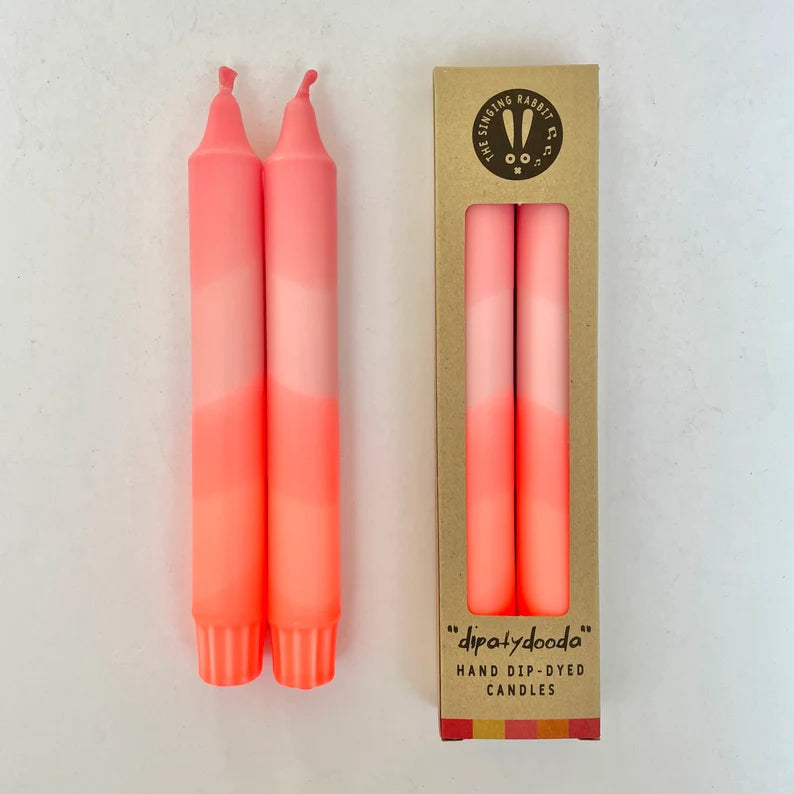 Sherbert Pink & Neon Coral Swirl Candle Duo