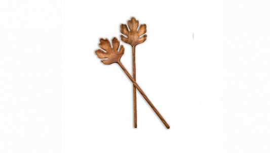 Carved Leaf Bowl Wooden Spoon