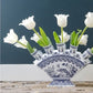 Delft Blue Flower Fan Vase
